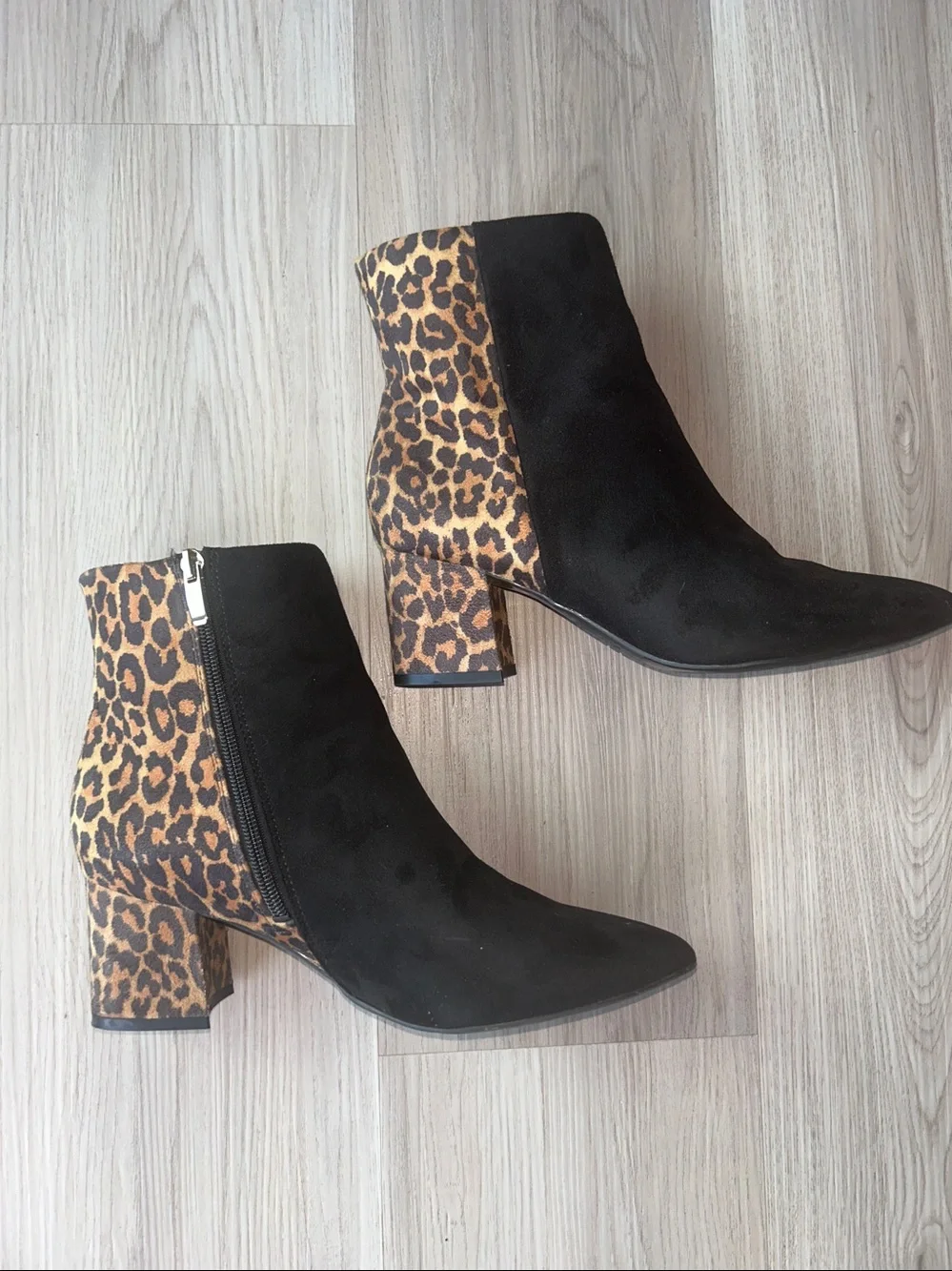 Nine West Ilioria Ankle Boots Women’s 7.5 Black Leopard Animal Print Booties